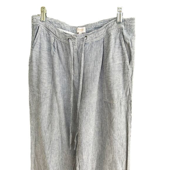 Laundry by Shelli Segal Blue Pinstripe Seersucker Linen Viscose Blend Pants Sz 8 - Picture 1 of 5